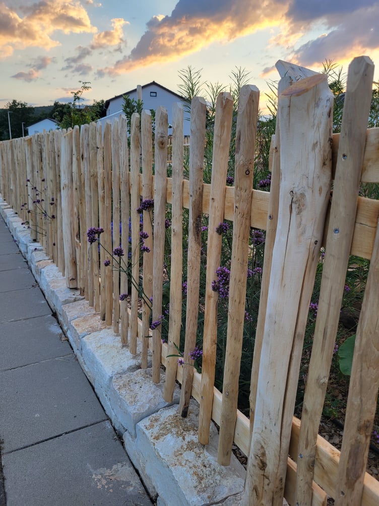 Halbrundlatten Zaun aus Kastanie