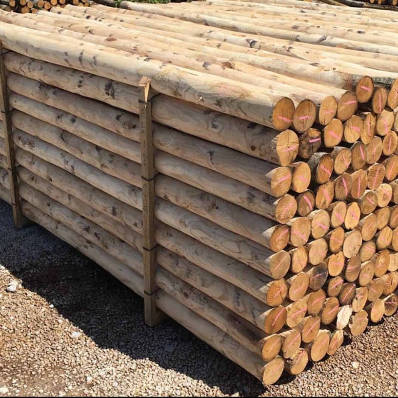 Holzstangen rund 3m | Kastanienstangen | Holzpfosten