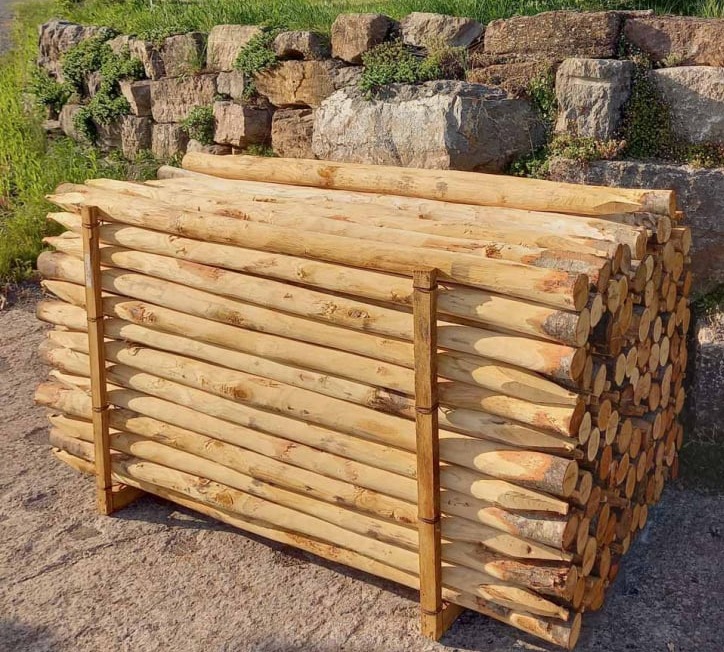 Holzpfähle / Zaunpfähle aus langlebigem Kastanienholz