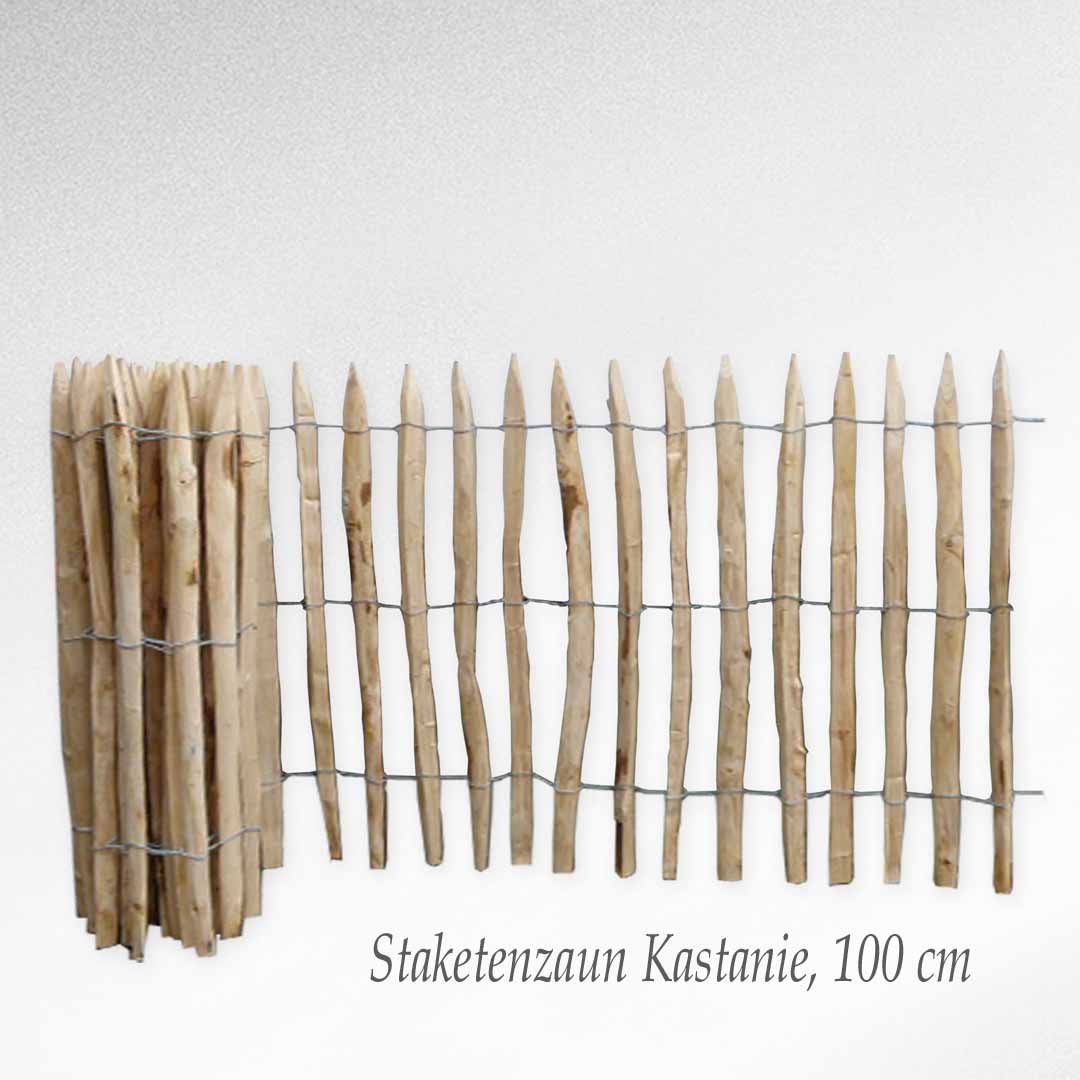 Staketenzaun aus Kastanie 100 cm hoch