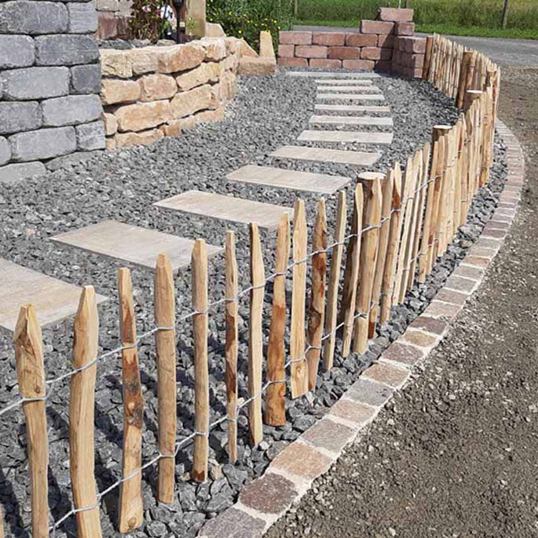 Kastanienzaun als dekorativer Gartenzaun | Staketenzaun Kastanie 50 cm hoch